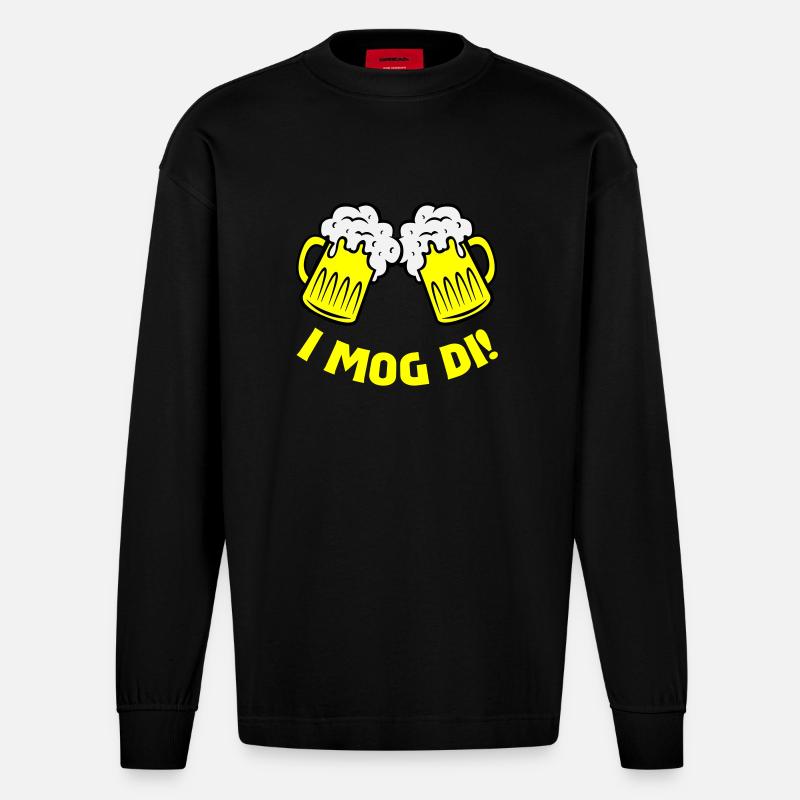 bier i mog di - Heavyweight Oversized Organic Langarmshirt Made in EU - SOLID BLACK