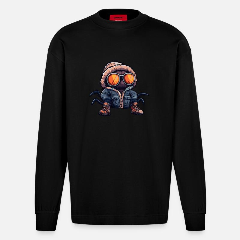 Tarantula Winter Comic - Heavyweight Oversized Organic Langarmshirt Made in EU - SOLID BLACK