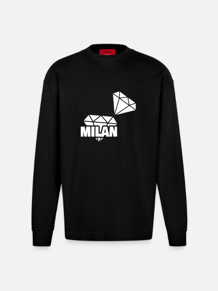Milan as precious - Heavyweight Oversized Organic Longsleeve Shirt Made in EU - SOLID BLACK