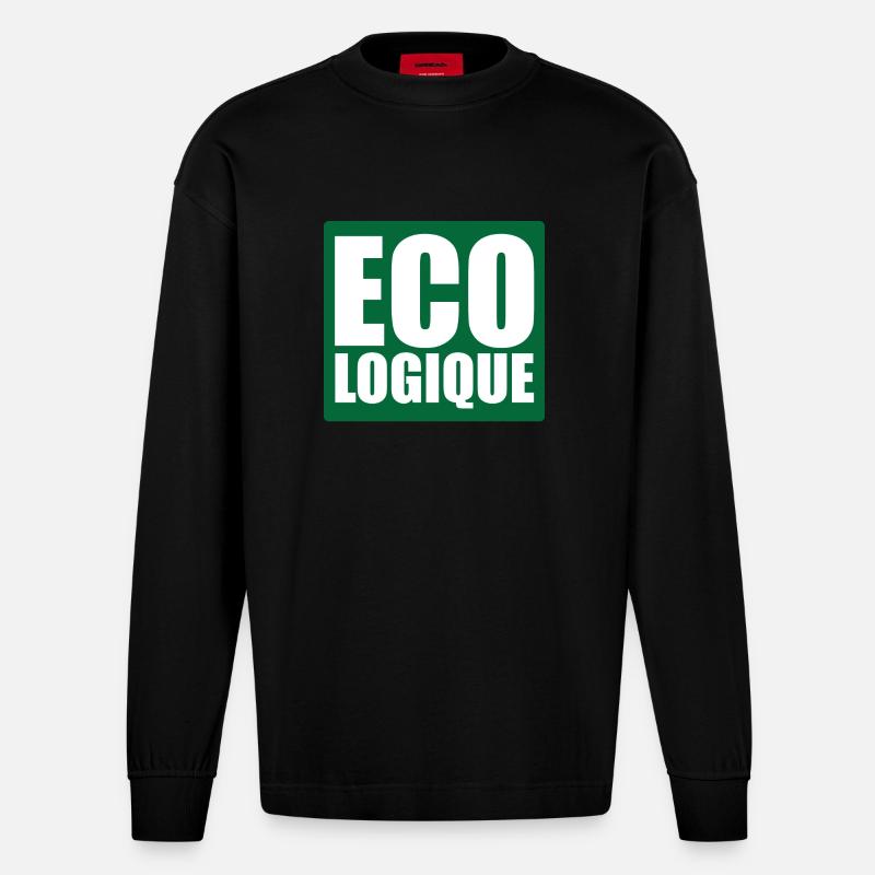 Eco! - Heavyweight Oversized Organic pitkähihainen paita Made in EU - SOLID BLACK