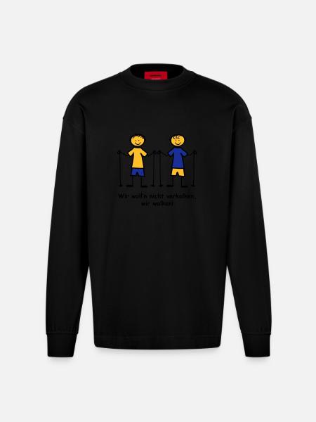 Walking - Heavyweight Oversized Organic Langarmshirt Made in EU - SOLID BLACK