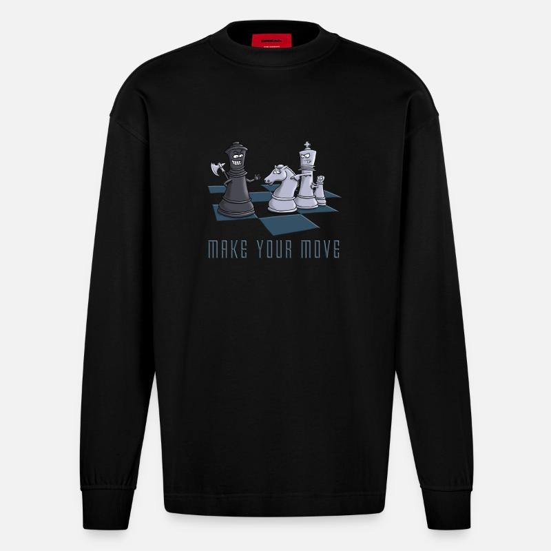 chess_make_your move_11_2016 - Heavyweight Oversized Organic Langarmshirt Made in EU - SOLID BLACK