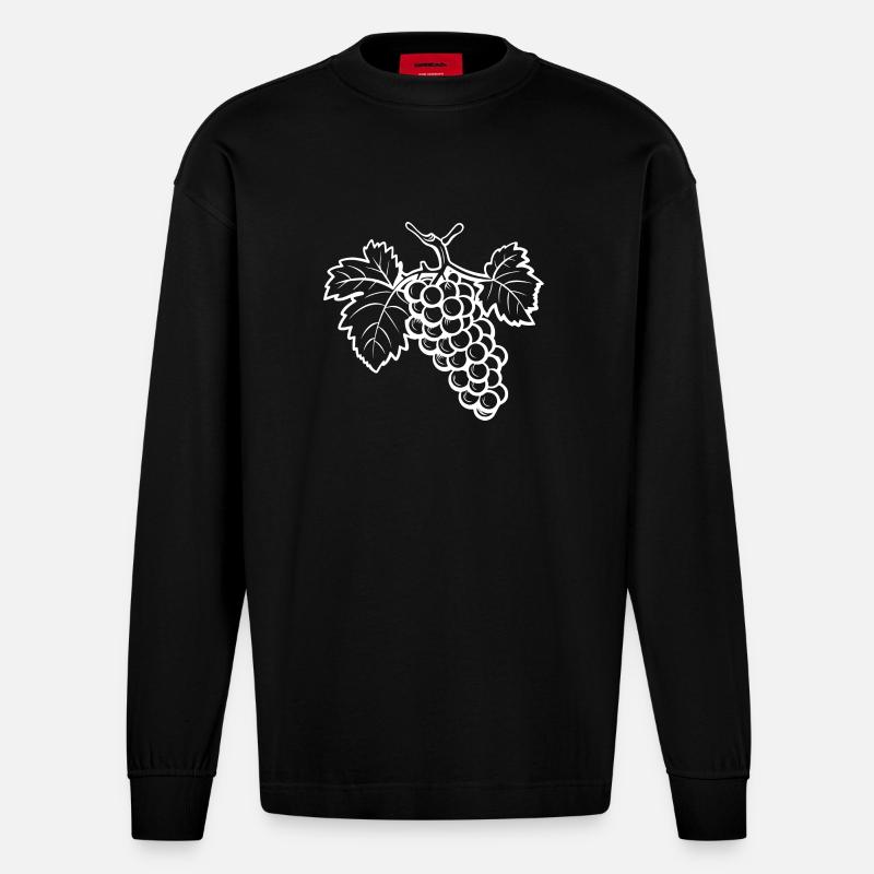 Weintrauben Symbol - Heavyweight Oversized Organic Langarmshirt Made in EU - SOLID BLACK