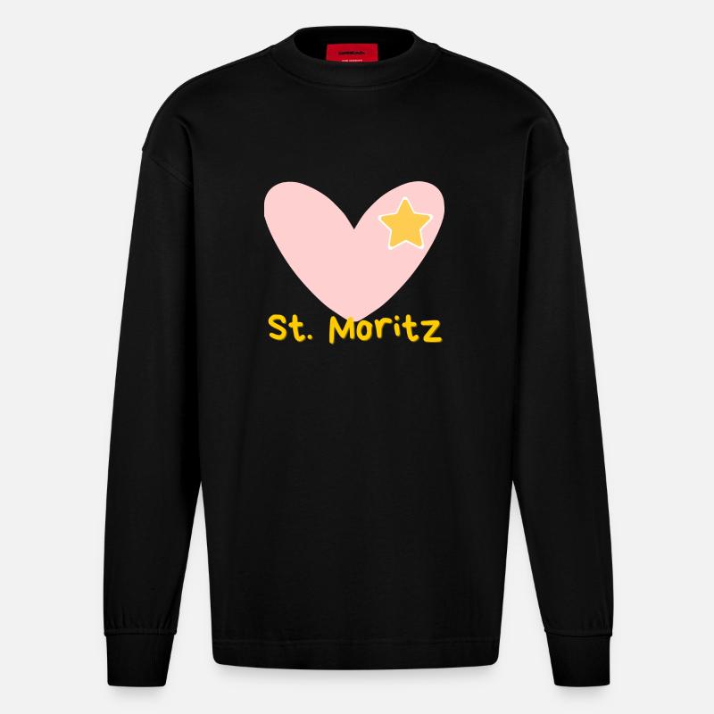 Saint-Moritz - Saint-Moritz - Séjours au ski - Vacances au ski - Manches longues bio épais oversize fabriqué en UE - SOLID BLACK