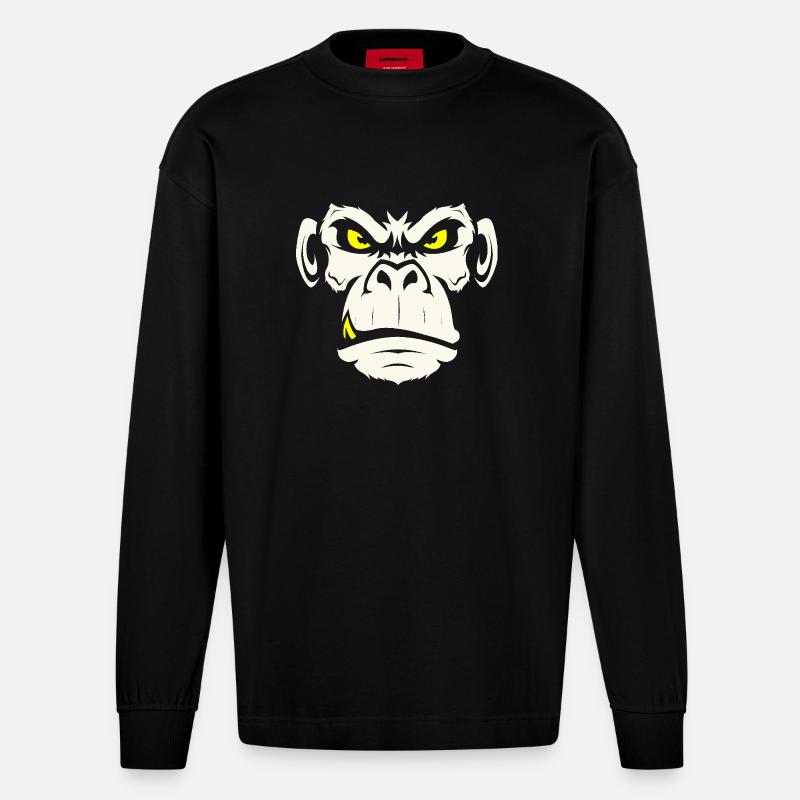 monkey2 01 - Heavyweight Oversized Organic Langarmshirt Made in EU - SOLID BLACK