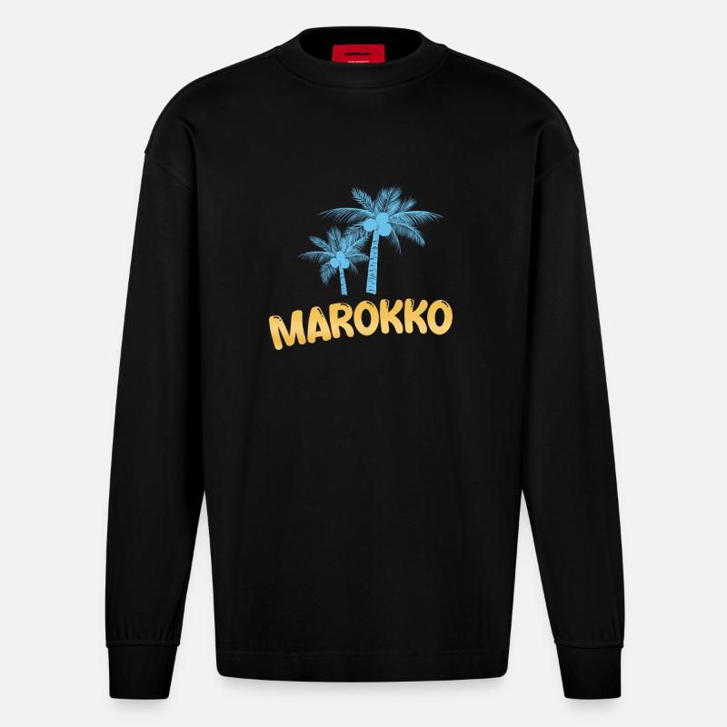 Maroc comme Maroc - Manches longues bio épais oversize fabriqué en UE - SOLID BLACK