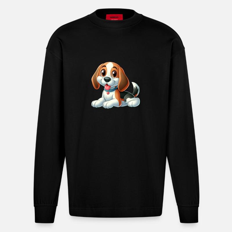 beagle 3 - Manches longues bio épais oversize fabriqué en UE - SOLID BLACK