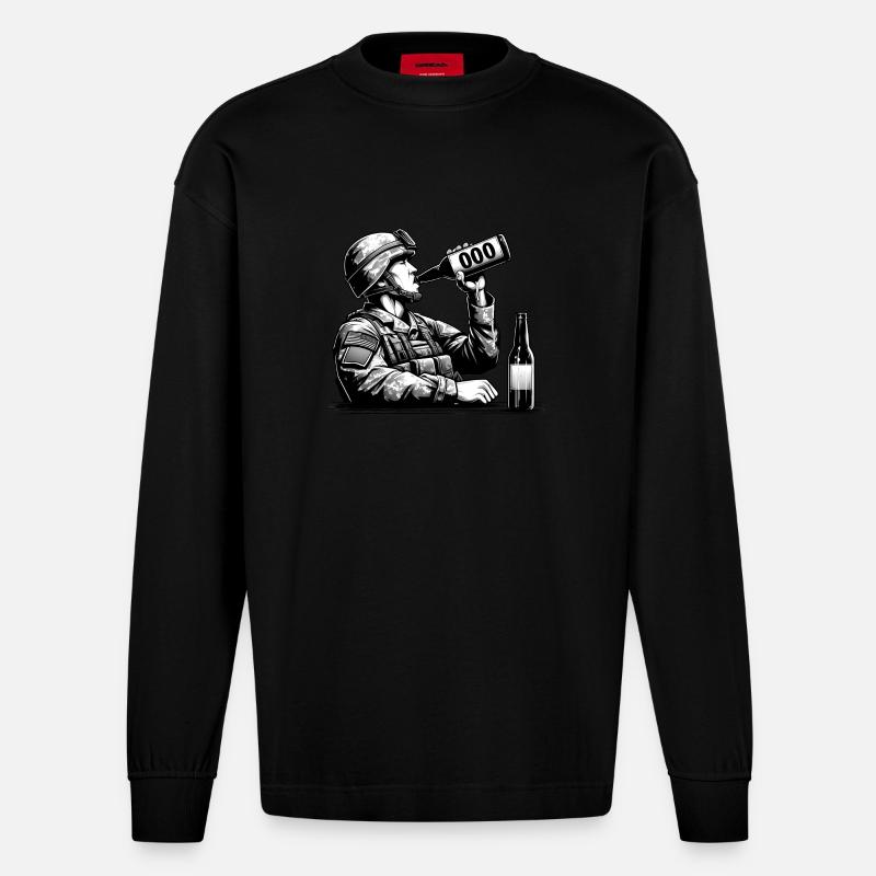 Désarmement des forces armées - Manches longues bio épais oversize fabriqué en UE - SOLID BLACK