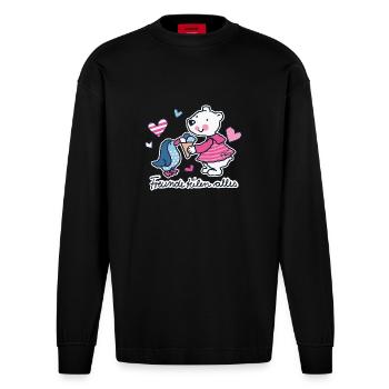 Freunde teilen alles - Heavyweight Oversized Organic Langarmshirt Made in EU - SOLID BLACK - Vorne