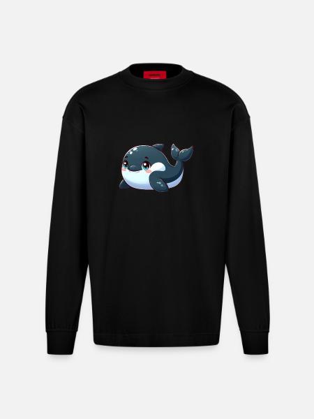 killer whale - Heavyweight Oversized Organic Longsleeve Shirt Made in EU - SOLID BLACK