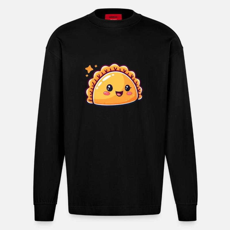 Süßer Empanada Comic - Heavyweight Oversized Organic Langarmshirt Made in EU - SOLID BLACK