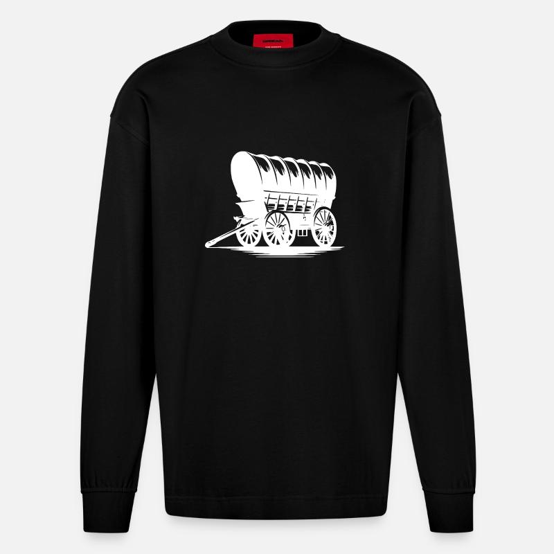 Chariot couvert de calèche - Manches longues bio épais oversize fabriqué en UE - SOLID BLACK