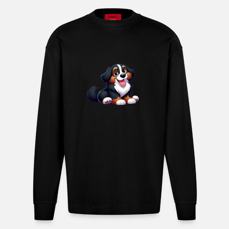 bouvier bernois 3 - Manches longues bio épais oversize fabriqué en UE - SOLID BLACK