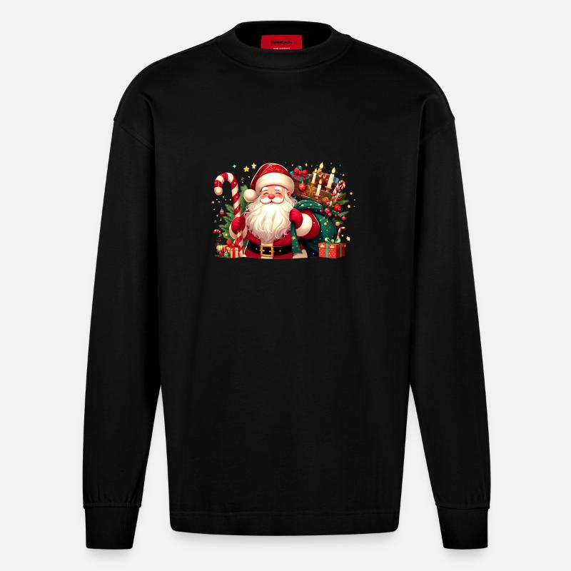Santa Fun 9 - Heavyweight Oversized Organic Langarmshirt Made in EU - SOLID BLACK