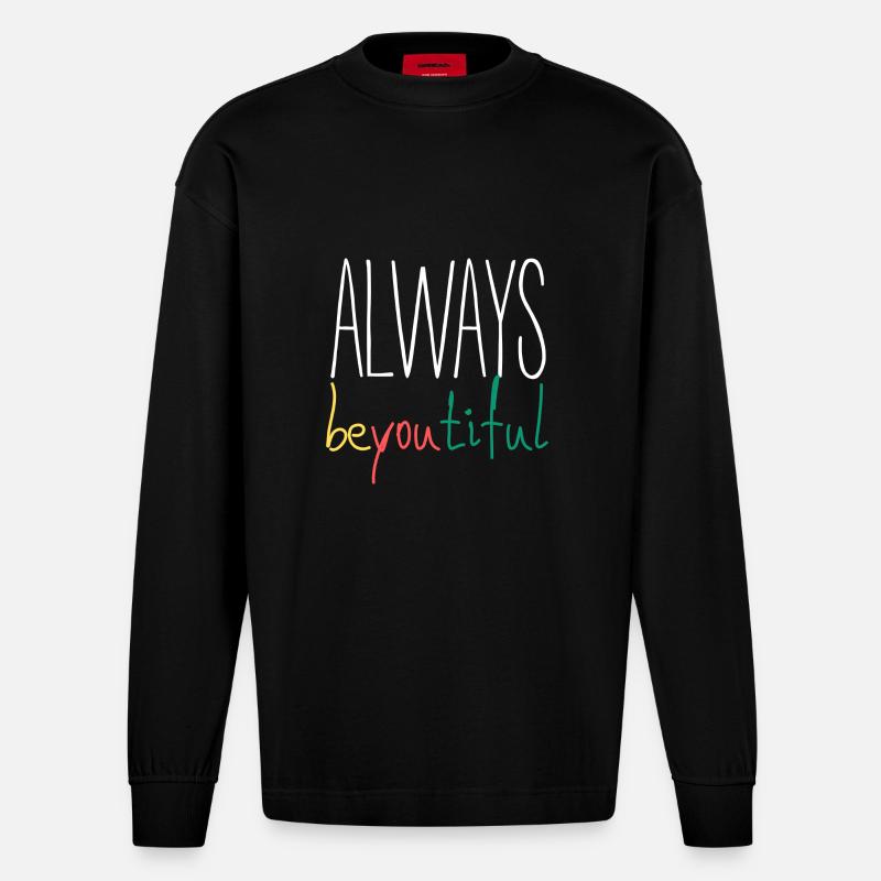 ALWAYS BEYOUTIFUL - Heavyweight Oversized Organic Langarmshirt Made in EU - SOLID BLACK