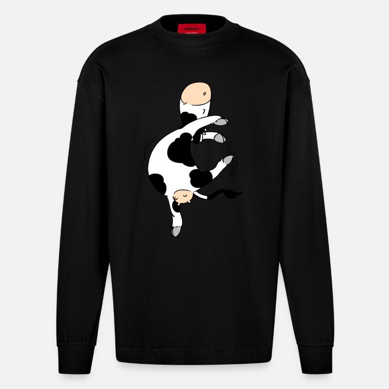 Mooviestars - Ballet Cow - Heavyweight Oversized Organic Langarmshirt Made in EU - SOLID BLACK