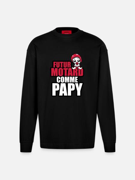 futur motard comme papy - Manches longues bio épais oversize fabriqué en UE - SOLID BLACK