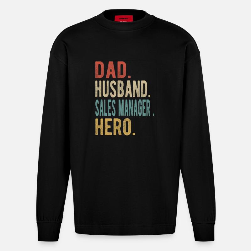 Verkaufsleiter Papa Ehemann Held - Heavyweight Oversized Organic Langarmshirt Made in EU - SOLID BLACK
