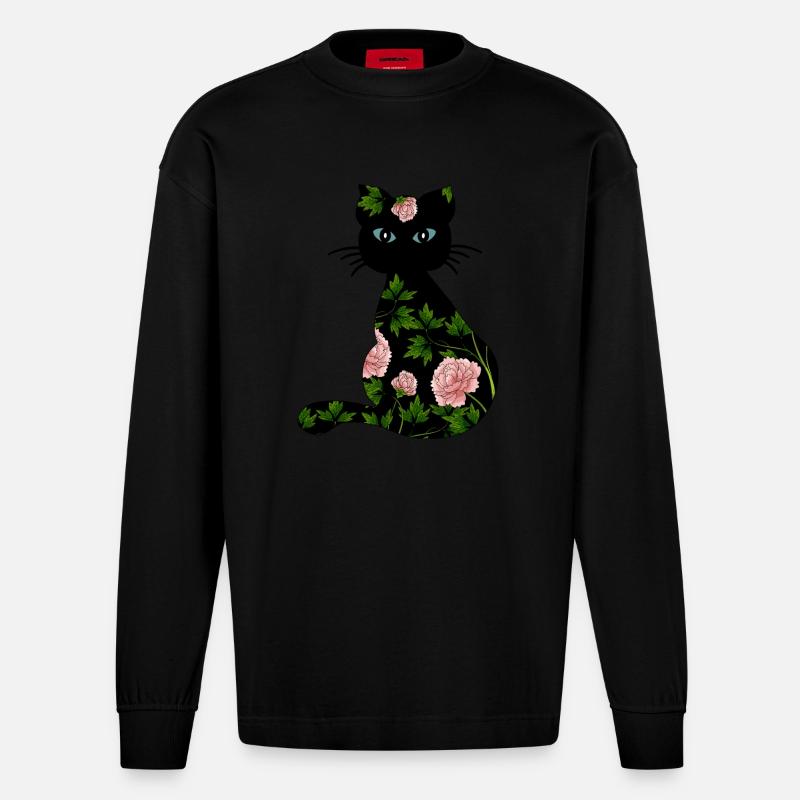 Chat - Manches longues bio épais oversize fabriqué en UE - SOLID BLACK