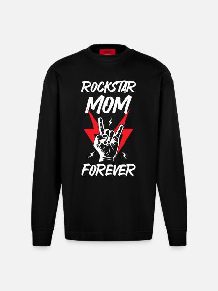 Rockstars Mom Forever - Heavyweight Oversized Organic Longsleeve Shirt Made in EU - SOLID BLACK