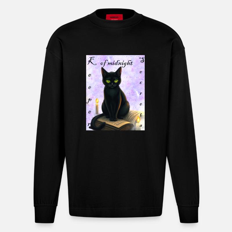 Hüter der Mitternachtsgeheimnisse - Heavyweight Oversized Organic Langarmshirt Made in EU - SOLID BLACK