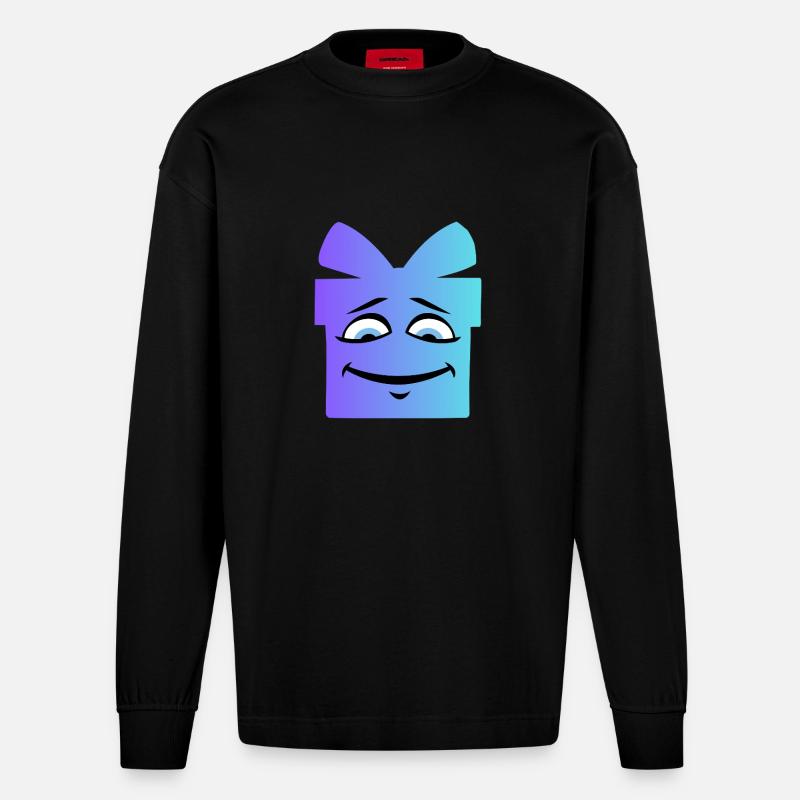 Gradient Smiling Geschenkbox - Heavyweight Oversized Organic Langarmshirt Made in EU - SOLID BLACK