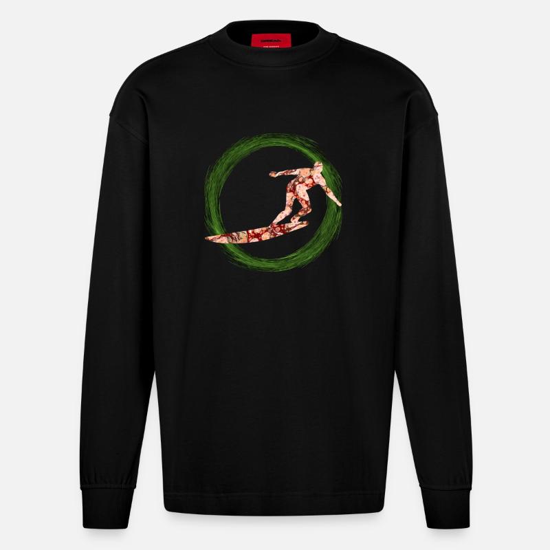 surfer e 214 - Heavyweight Oversized Organic Langarmshirt Made in EU - SOLID BLACK