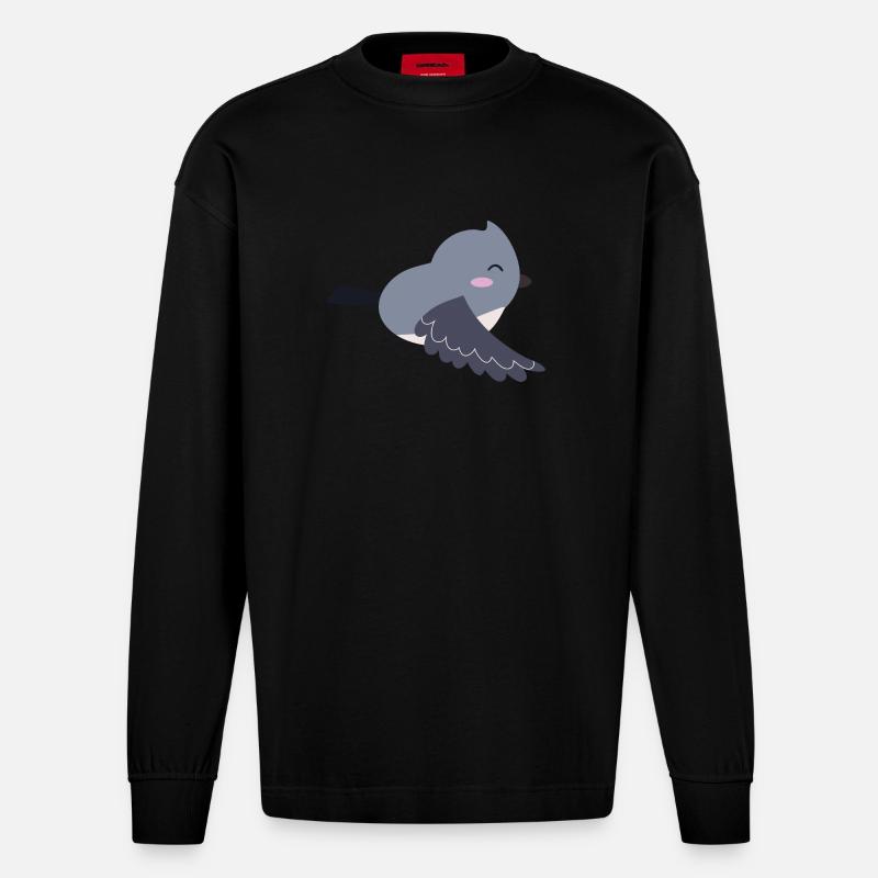 Süßer Vogel Geschenkidee - Heavyweight Oversized Organic Langarmshirt Made in EU - SOLID BLACK