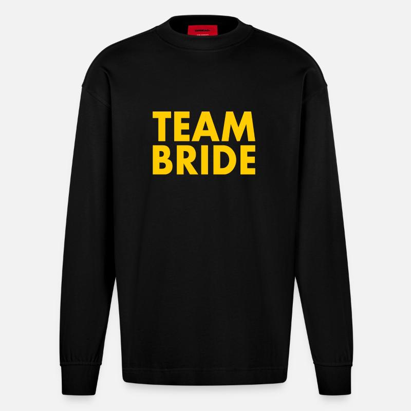 Team bride - Heavyweight Oversized Organic Langarmshirt Made in EU - SOLID BLACK