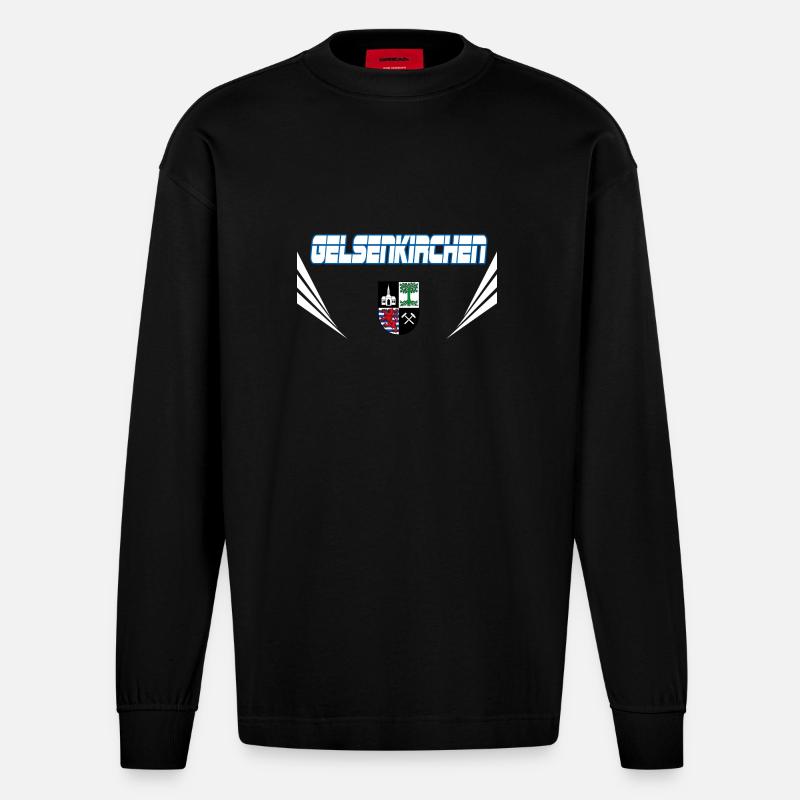 Gelsenkirchen Vector - Heavyweight Oversized Organic Langarmshirt Made in EU - SOLID BLACK