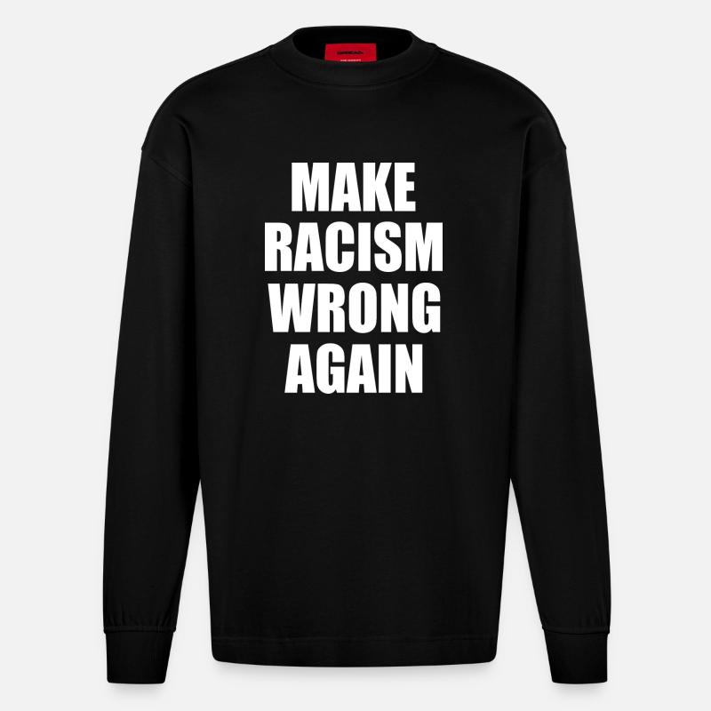 make racism wrong again - Manches longues bio épais oversize fabriqué en UE - SOLID BLACK
