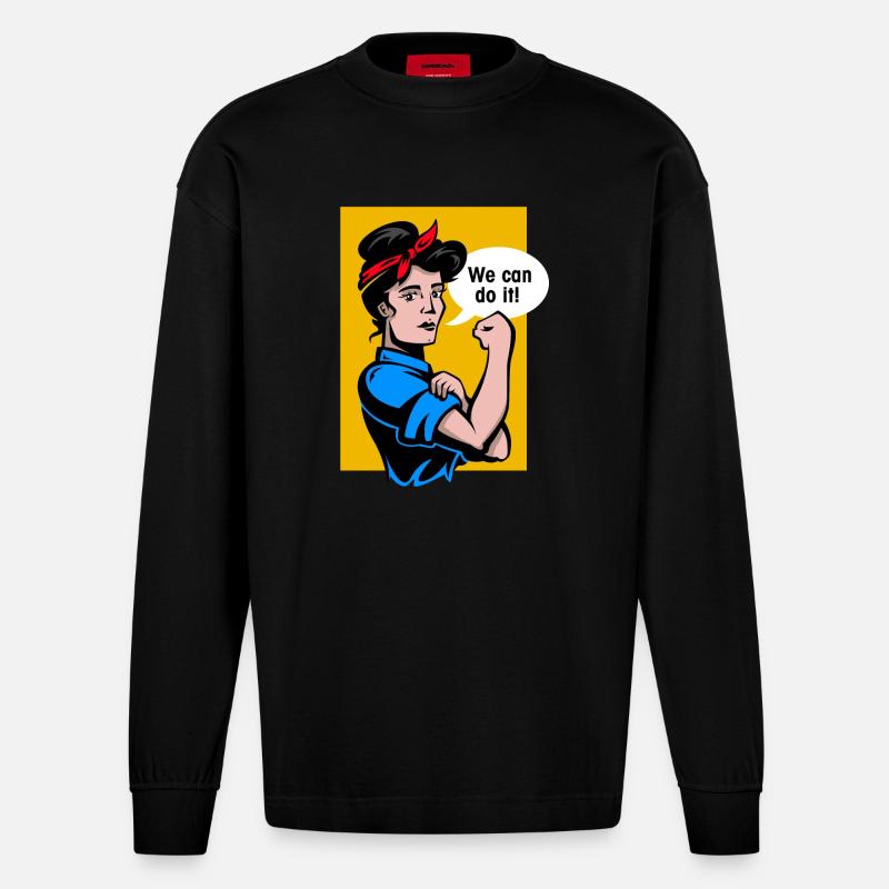 we can do it - Heavyweight Oversized Organic Langarmshirt Made in EU - SOLID BLACK