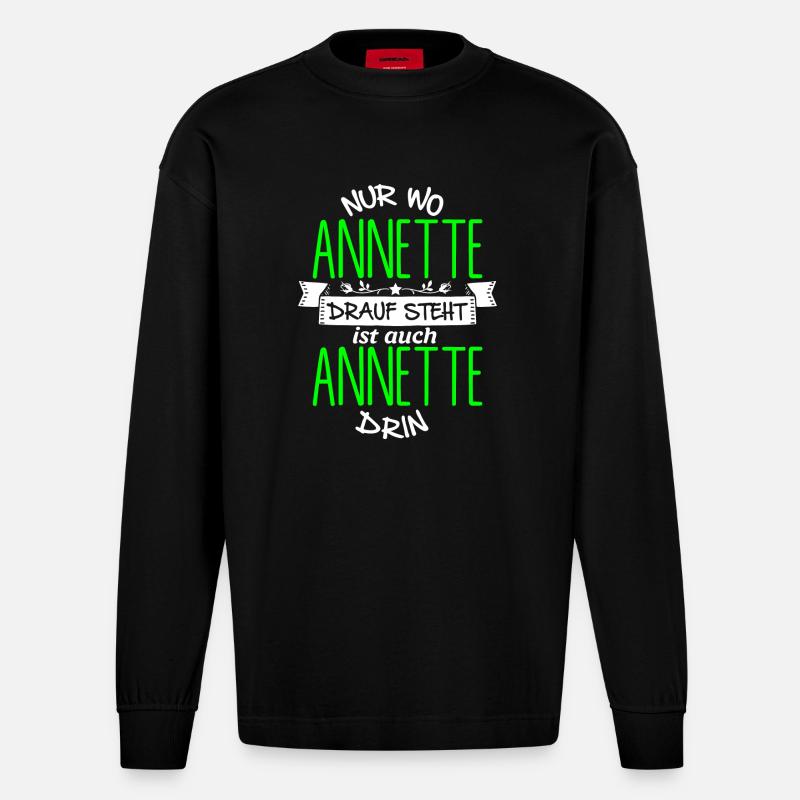 ANNETTE die Echte - Heavyweight Oversized Organic Langarmshirt Made in EU - SOLID BLACK