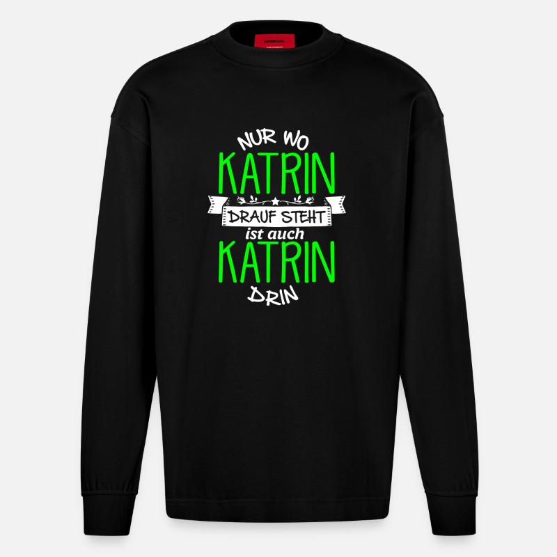 KATRIN die Echte - Heavyweight Oversized Organic Langarmshirt Made in EU - SOLID BLACK