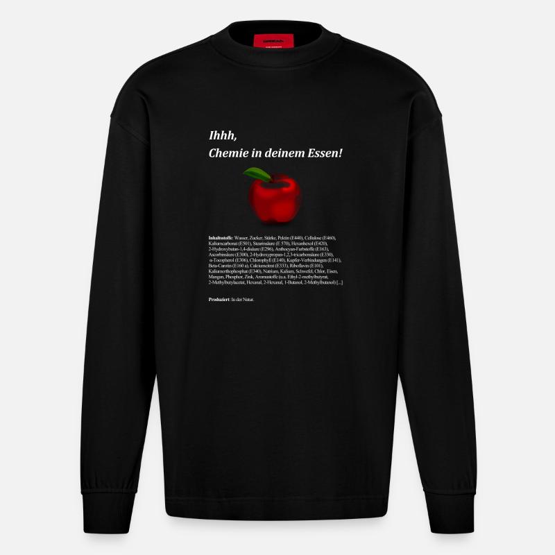 Apfel - Heavyweight Oversized Organic Langarmshirt Made in EU - SOLID BLACK