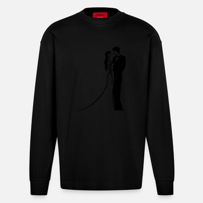 Mariage heureux mariage - Manches longues bio épais oversize fabriqué en UE - SOLID BLACK