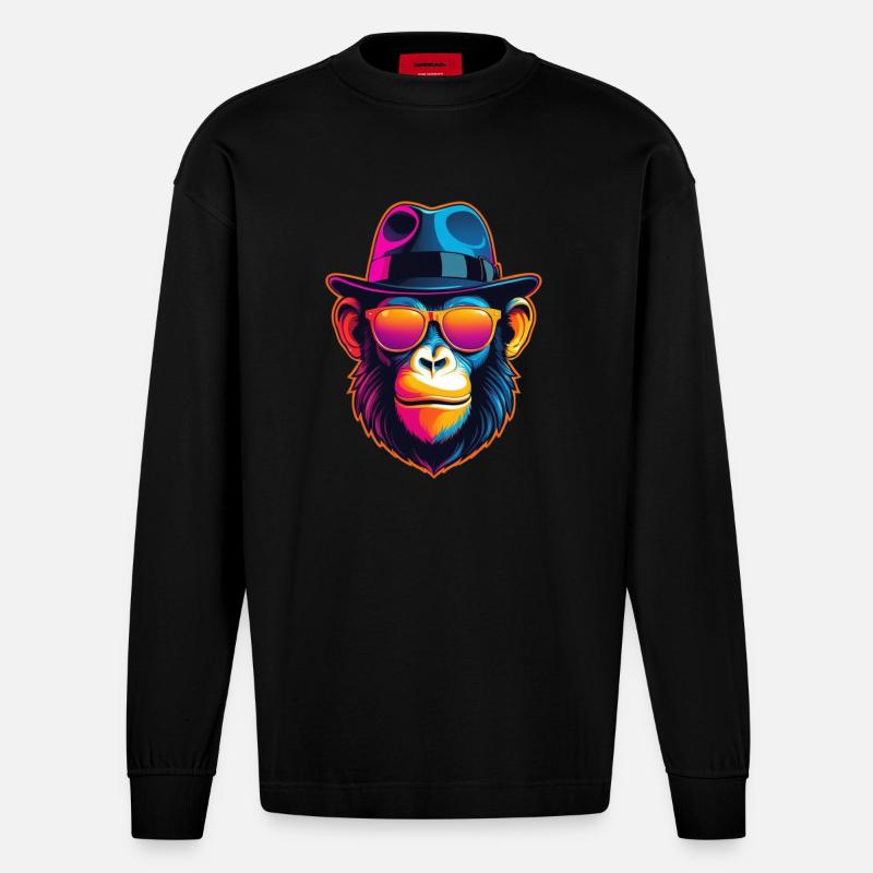 Neon-Affe - Heavyweight Oversized Organic Langarmshirt Made in EU - SOLID BLACK