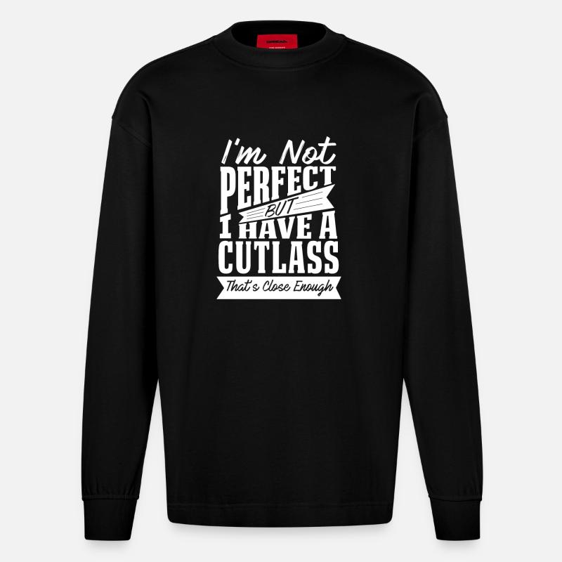 PERFEKT MIT CUTLASS AUTO - Heavyweight Oversized Organic Langarmshirt Made in EU - SOLID BLACK