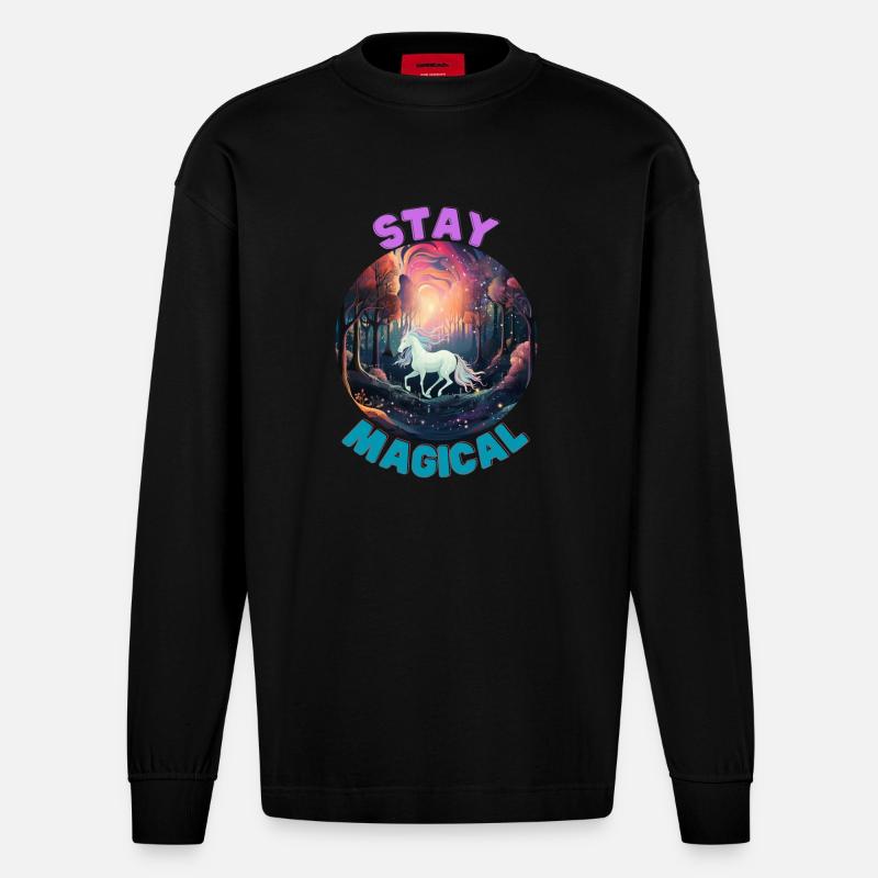 Unicorn2 - Heavyweight Oversized Organic Langarmshirt Made in EU - SOLID BLACK