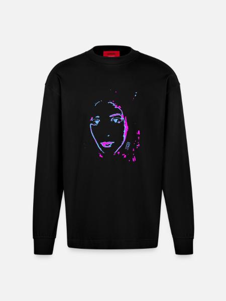 Anouk - Manches longues bio épais oversize fabriqué en UE - SOLID BLACK