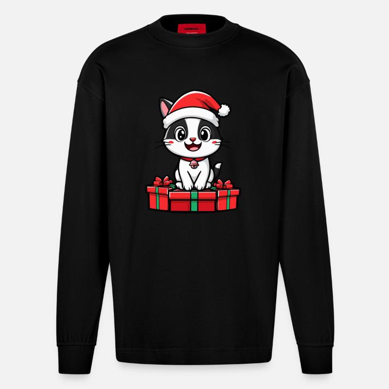 Cadeaux de Noël pour chat - Manches longues bio épais oversize fabriqué en UE - SOLID BLACK