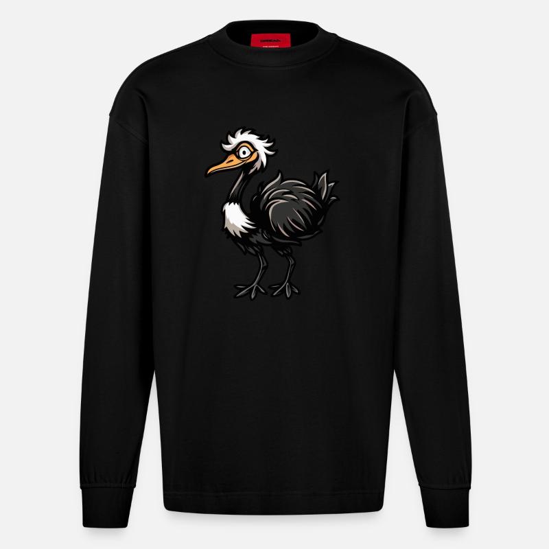 Strauß Comic - Heavyweight Oversized Organic Langarmshirt Made in EU - SOLID BLACK