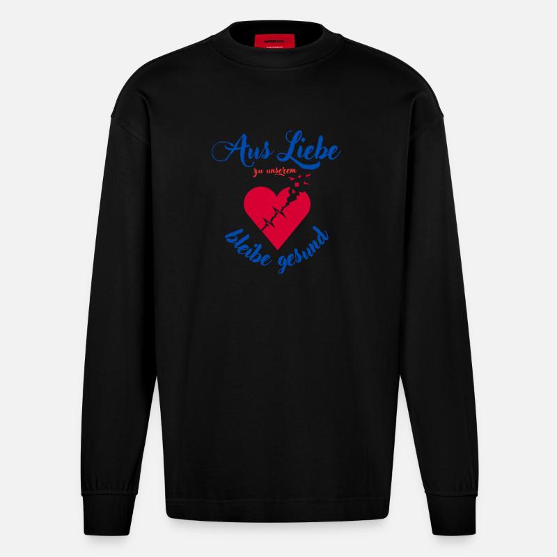 Ich bin ein Herzi - Heavyweight Oversized Organic Langarmshirt Made in EU - SOLID BLACK