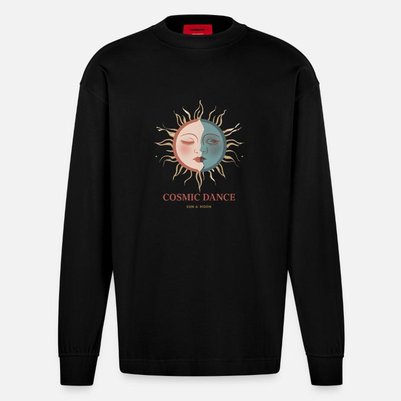 Danse Cosmique Don Spirituel - Manches longues bio épais oversize fabriqué en UE - SOLID BLACK