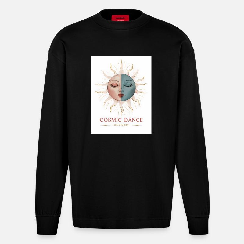 Cosmic Dance Spiritual Gift - Heavyweight Oversized Organic Longsleeve Shirt Made in EU - SOLID BLACK