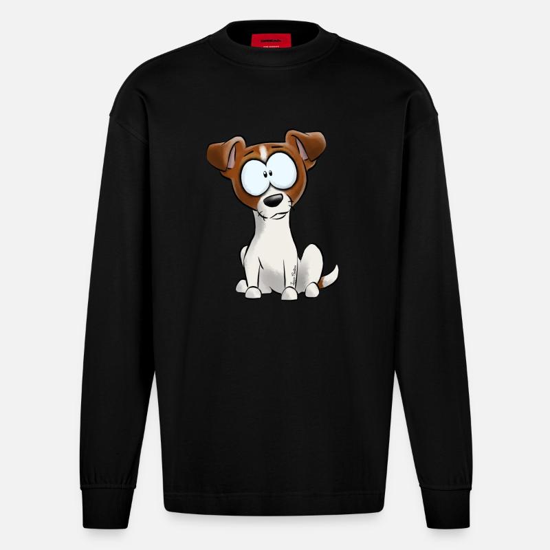 Ich bin Jack-Russell-Terrier - Heavyweight Oversized Organic Langarmshirt Made in EU - SOLID BLACK