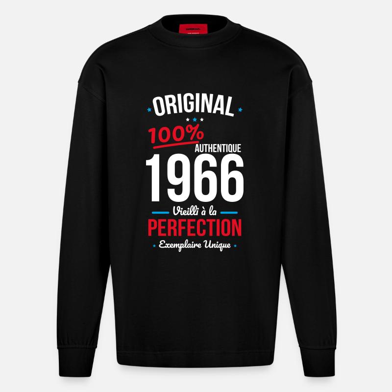 1966 – Original – Exemplaire unique - Manches longues bio épais oversize fabriqué en UE - SOLID BLACK