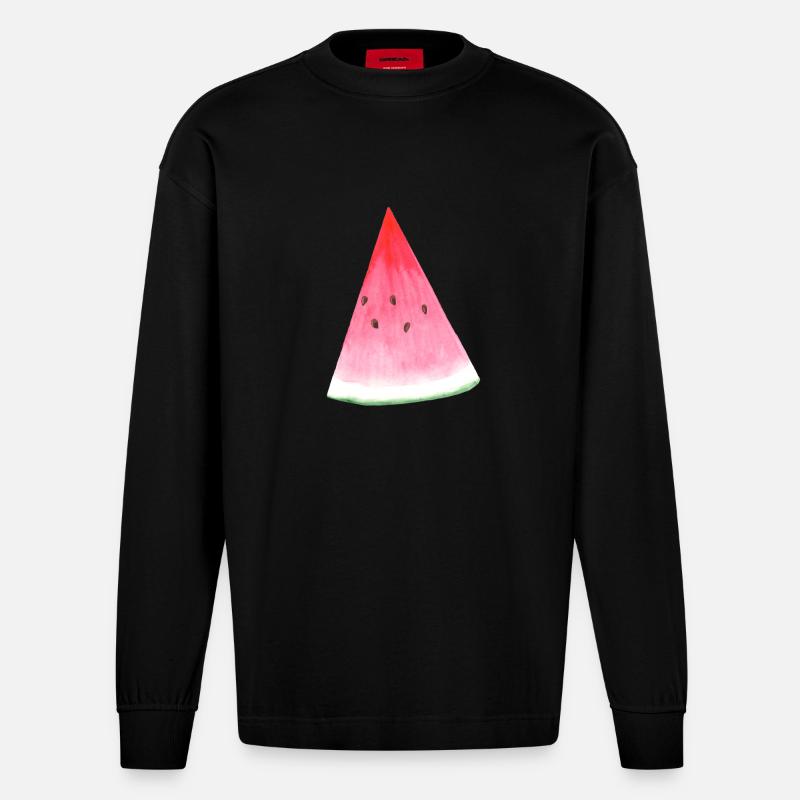 Pastèque - Manches longues bio épais oversize fabriqué en UE - SOLID BLACK