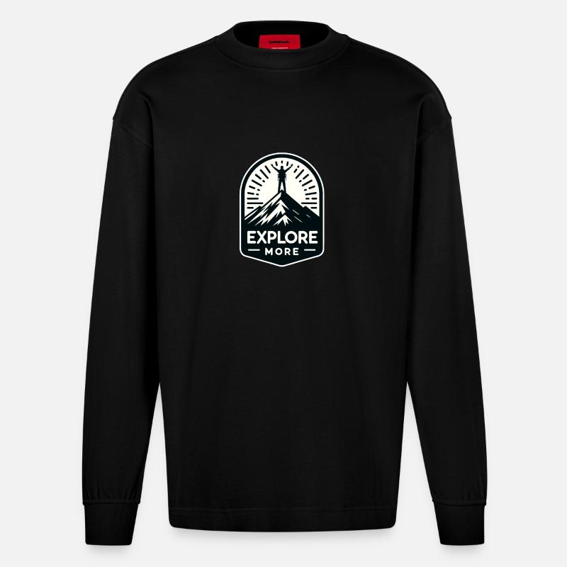 Explore more - Wanderer - Heavyweight Oversized Organic Longsleeve Shirt Made in EU - SOLID BLACK