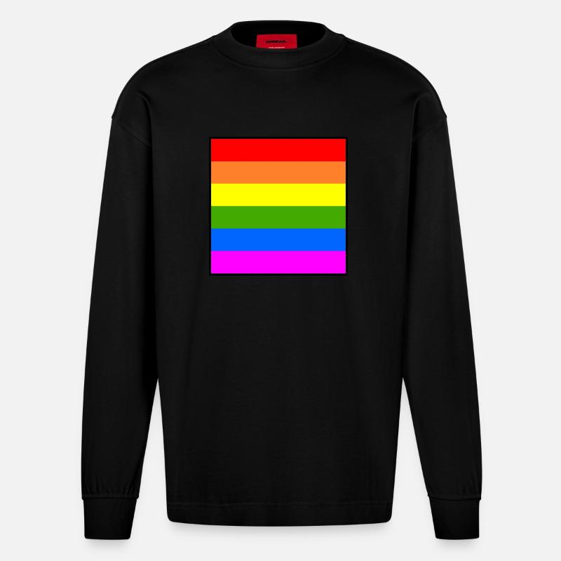 Drapeau arc-en-ciel Drapeau LGBT arc-en-ciel - Manches longues bio épais oversize fabriqué en UE - SOLID BLACK